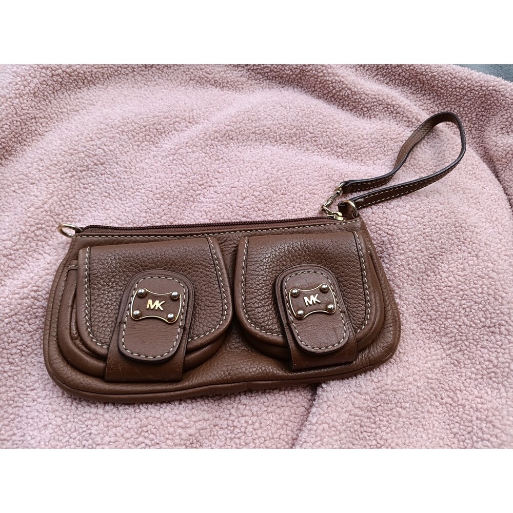Y2K Brown Pebbled Leather Slim Shoulder Bag Zoe Style Small Minimalist 2000s Pur - Picture 2 of 7